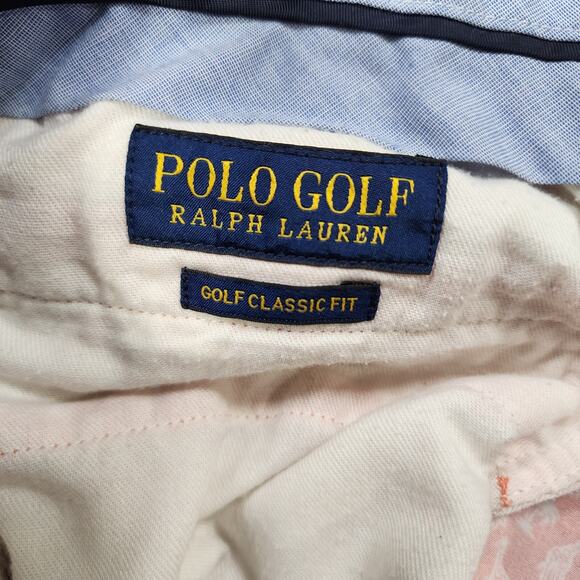 Polo Golf Ralph Lauren Classic Fit Shorts 33 Orange Giraffe Print Cotton Blend - Picture 6 of 9